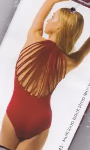 NWT Dance Jozette Mirella Multi loop back Red Leotard Large Adult MJ7145