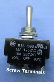 Philmore 30-10351 SPDT (ON)-OFF-(ON) Standard Toggle Switch 15A@125V AC