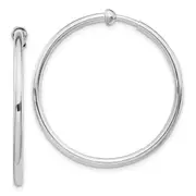 Sterling Silver Rh-Plated 2X34mm Non-Pierced Round Hoop Earrings