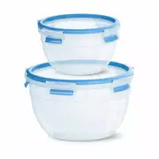 Emsa Food Storage Box Set Round CLIP & CLOSE Art. Transparent/Blue 2-pcs.