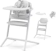 Cybex LEMO High Chair 3-in-1 Set with Baby Set + Snack Tray - Modern Design, One-Hand Depth & Height Adjustment & Anti-Tip Wheels - from 6 Months, Convertible to Adult Chair, All White