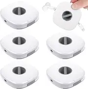 6 Pieces Retractable Cable Management Organizer - Phone Cord Holder Reels Small Winder Case for USB, Headset, Mouse Wire Charger (White)
