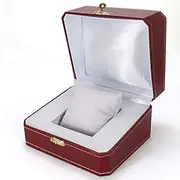 [CFZSALK] Leather Watch Box - Retro Wine Red Bracelet Ring Gift Packaging Box Leather Present Elegant KeYJ