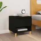 Black Bedside Table 50cm Engineered Wood Storage Drawer Nightstand Modern Home