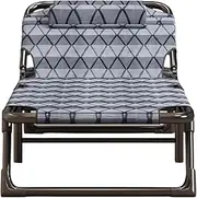 Nap Bed Thickened Tube Frame Camping Cot, 6-Position Folding Chaise Lounge Chair, Portable Folding Bed for Sleeping, Office Folding Cot Updated Design