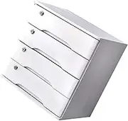 Portable Storage Wooden Desktop Drawer Cabinet with Lockable Drawers Solid Wood Storage Box Flat File Cabinet for Desktop nization 1/2/3/4 Floors (White)