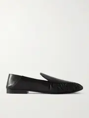 [SAINT LAURENT] SAINT LAURENT - Alain Collapsible-heel Gathered Leather Loafers - Dark brown - EU 37 EU 37 Brown