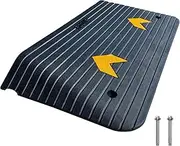 F COME Rubber Threshold Ramp, 3" Rise, Black+yellow, 35.4" L x 17.7" W x 3" H, 44092 lbs Load Capacity, Recycled Rubber