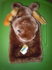 Dakin Plush Moose Animal Hand Puppet Pretend Play Vintage 80s Kids Toy Antlers