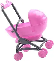 Plastic Miniature Doll Stroller Toy Baby Mobile Carriage for Boys and Girls Simulation Baby Toys Pink