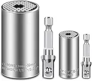 Universal Socket Set (7-19mm 11-32mm) Super Socket For Unscrew Any Bolt Tools,Power Drill Adapter Socket,Multi-function Socket Set Cool for Dad Men Husband Boyfriends Gifts 4 PCS Set