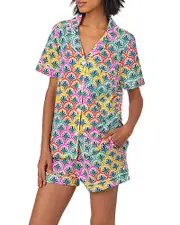 BedHead Pajamas Printed Short Sleeve Boxer Pajama Set