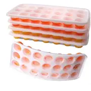 Ice Cube Trays with Lids BPA Free, 4Pack Easy Release Silicone Ice Cube Trays...