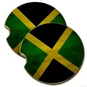 Jamaica Flag Wood Car Coaster Gift Set fit Car & Truck Cup Holder