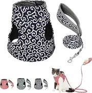 Respectivelk Cat Harness, Stampopular Cat Harness, Cats Dogs Vest Harnesses and Leash Anti-Break Away Chest Strap Cats Clothes, for Outdoor Walking (Blue,S)