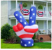 6' Air Blown Self-Inflatable Lighted Patriotic 4th of July USA Peace Hand