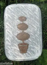 Tree in pot brick mold concrete plaster 1/8th" plastic mould 9" x 6" x 2"