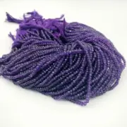 3-4MM Natural AAA+ Purple Amethyst Gemstone Faceted Rondelle Loose Beads 12.5''