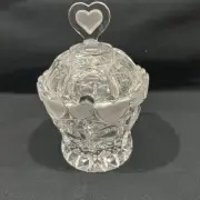 CRYSTAL JAM/CONDIMENT JAR WITH FROSTED HEARTS DESIGN