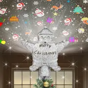 Christmas Tree Topper Star LED Rotating - 4 Projection Modes Lighted with Glitte