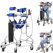 Stand up Walkers for Seniors with Seat, Adjustable Height Rehabilitation Standing Frame, Portable Double Armpit Support Walking Frame,Lower Limb Trainingfor Adult Elderly Disabled(Black Female)