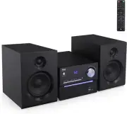CD/DVD P.M.P.O Stereo System, 3-Pc Wireless BT Streaming 6 Ohm Two-Way Wooden Sp