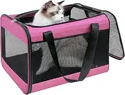 HiCaptain Pink Cat Carrier Bag, Lightweight Soft Cat Carrier with Top Mesh Window, Breathable Pet Carrier for Medium Cats and Small Dogs Puppies up to 15 lb - Pink