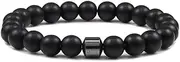 [QJZM] 8mm/6mm Natural Stone Men Bracelet Classic Cylindrical Hematite Black Matte Lava Beaded Bracelets&Bangles Healing Women Jewelry-8mm black matte_China