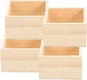 FUNNETOYU Elegant Vintage Wood Storage Boxes 4pcs Organizers for Desk Office Craft Decorative Crate