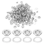 150 Pcs 5mm/3/16" Metal Eyelets, Eyelets and Grommets Kit Silver