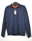 Hugo Boss Mens Blue Long Sleeve 1/4 Zip Stand-Up Collared Pullover Sweatshirt S