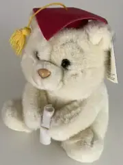 Vtg Russ Teddy Bear Plush Stuffed Animal Witty Graduate Gift Cap Diploma NWT