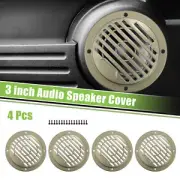 4pcs 3" Car Speaker Grill Cover Round Audio Subwoofer Guard w/ Screws Khaki