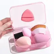WET SKY - Foundation Brush with 3 Makeup Sponges Foundation Easy Application Set Concealer Blush Bronzer Pink and 1 Free Make Up Poweder Puff comes with multicolor.