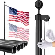 14 Gauge Flag Pole for outside in Ground - 25 FT Heavy Duty Flagpole Kit