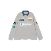 [Martine Rose] Martine Rose Denim-collar Logo-patch Polo Shirt XL GREY