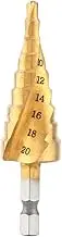 1 Hss Titanium Coated Step Drill Bit, Spiral Groove Step Drill Set, Spiral Edged Hex Shank Power Tools 4-20mm Suitable for Thin Iron, Aluminum or Plastic Boxes and Chassis
