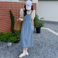 在飛比找momo購物網優惠-【Jisen】微甜系高腰牛仔吊帶裙(M~XL)