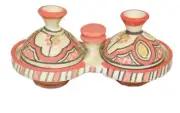 Moroccan Mini Spicer Tagine Double Spice Holder Salt & pepper condiment Beige