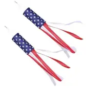 USA 4th of July Decorations Outdoor - 2 Pack American 2Pcs USA Flag Windsocks