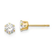 Madi K Kid's Earrings 14k Yellow Gold White Cubic Zirconia Stud Post
