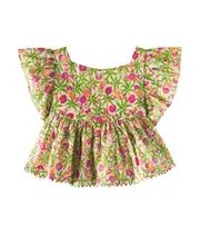 [Poupette St Barth Kids] Poupette St Barth Kids Cycas floral scalloped top Y 4 multicoloured