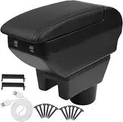 Htostar Racing Consoles Armrest Compatible with Mitsubishi Mirage Attrage 2014-2024 Center Console Box with USB Charge Armrest Box Accessories Black