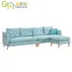 【綠家居】敦斯登 時尚藍可拆洗亞麻布獨立筒L型沙發組合(四人座＋椅凳) (5折)