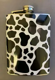 Cow Animal Print Flask 8oz Stainless Steel Hip Drinking Farm Animal
