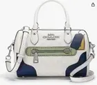 NWT COACH ROWAN Coated Canvas Signature Trompe Loeil Glacier White Satchel Shldr