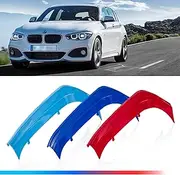 Kidney Grille Insert Tri-Color Covers 3pcs - Fits B-M-W 1 Series F20 F21 LCI 2015-2019 (9 Slats), ABS Snap-on Front Grill Clips, Grille Insert Trim Strips, Car Front Grill Mesh Trim