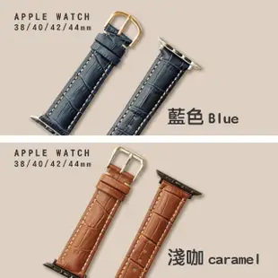 【蘋果庫Apple Cool】Apple Watch S7/6/SE/5/4 42/44/45mm 鱷魚紋真皮帶