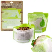 Set of 4 Reusable Snack & School Sandwich Pouches Reusable Lunch Bag Pear Linen