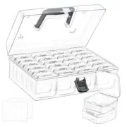 Small Bead Organizers with Handle, 24 Pcs Plastic Storage Cases, Mini Clear